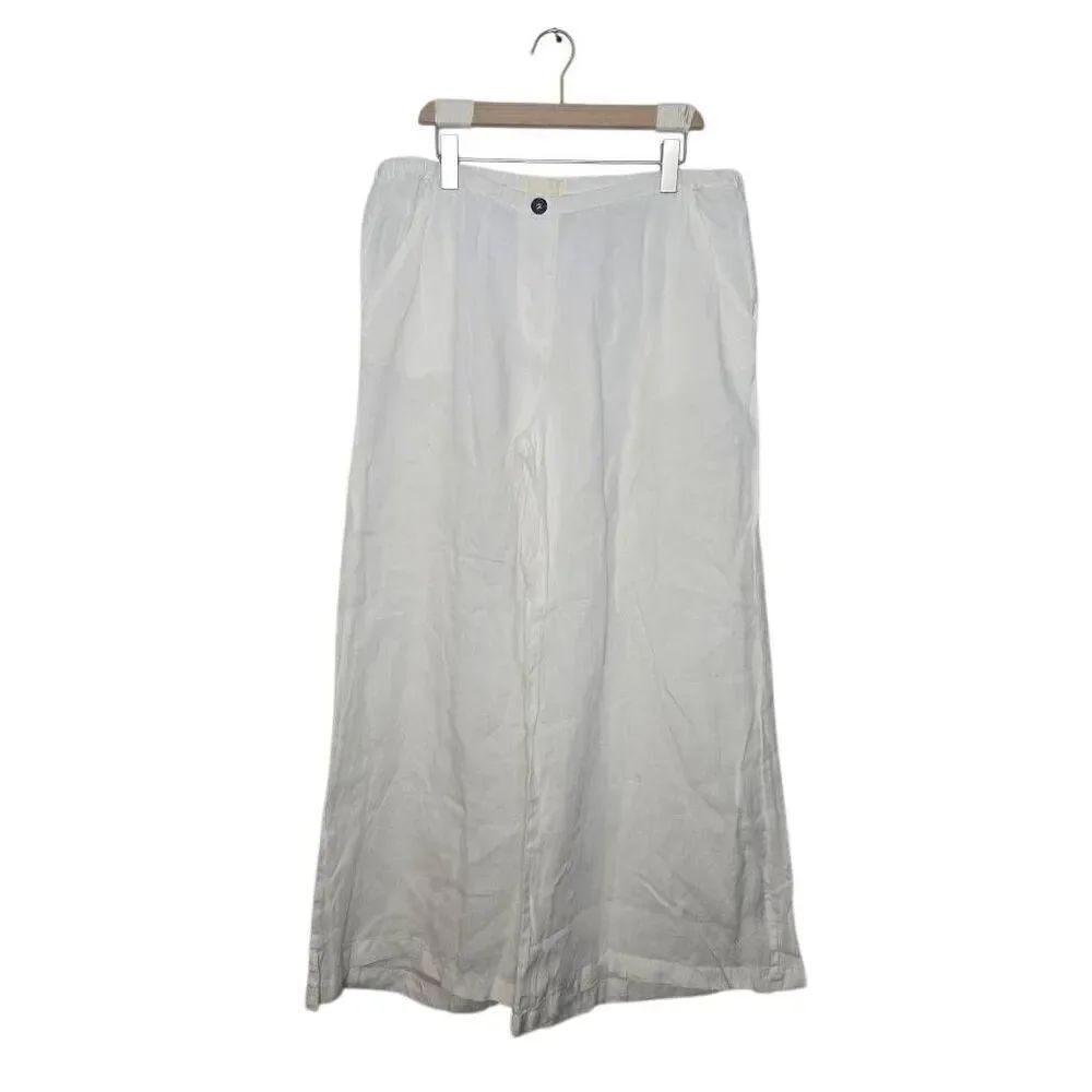CP Shades 100% Linen Pants Size Large Wide Leg White Resort Vacation
